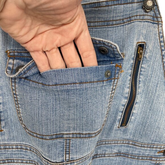 Cest Toi Womens L Stretch Denim Overalls Y2K Hip Hop Zipper Pockets American - Picture 9 of 16